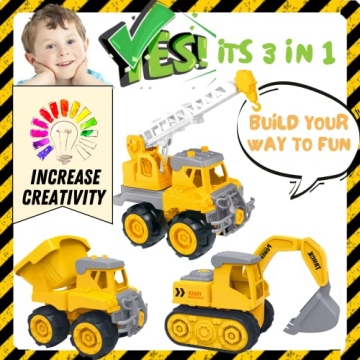 Construction Trucks Take Apart Toys for Kids 3-5