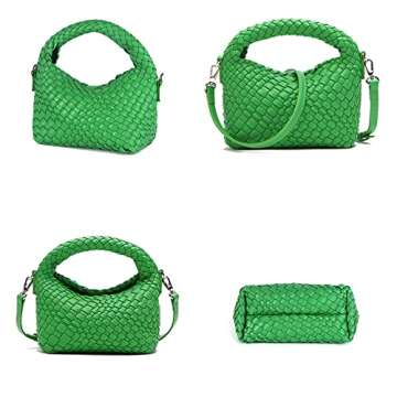 Stylish Green Vegan Woven Purse, Eco-Friendly Handbag