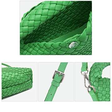 Stylish Green Vegan Woven Purse, Eco-Friendly Handbag