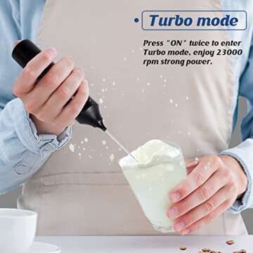 FoodVille MF05 Rechargeable Milk Frother for Barista Quality Foam