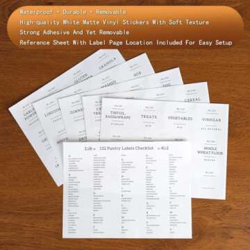 CZZGSM 6 Pack Square Glass Kitchen Storage Jars with Airtight Bamboo Lids and 132 Pantry Labels - 35oz Glass Canisters With Wood Lids - Glass Food Storage Containers for Coffee, Cookie, Tea, Spice