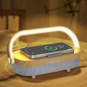 4 in 1 LED Bedside Lamp with Wireless Charger & Bluetooth Speaker
