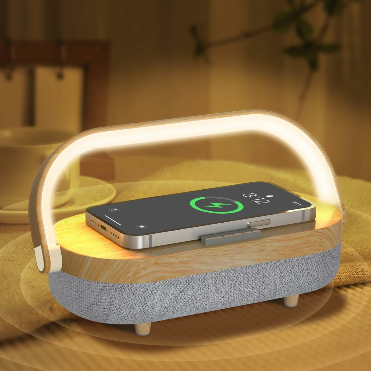LED Bedside Lamp with Wireless Charger & Speaker