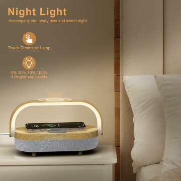 LED Bedside Lamp with Wireless Charger & Speaker