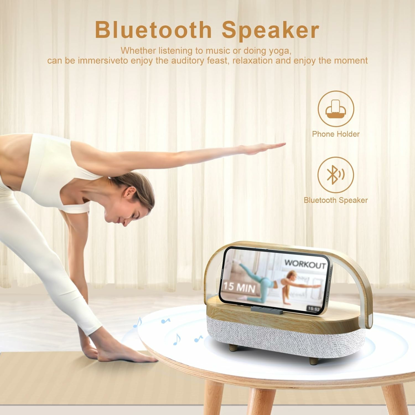 LED Bedside Lamp with Wireless Charger & Speaker