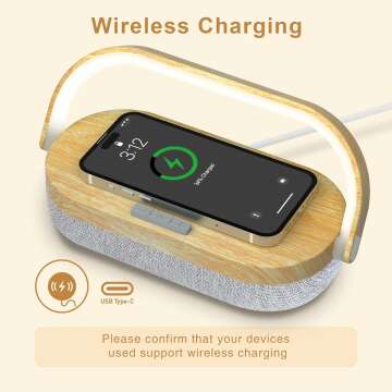 LED Bedside Lamp with Wireless Charger & Speaker
