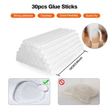 SHJADE Hot Glue Gun with 30 Glue Sticks, Fast Preheating Hot Melt Gun, Mini Glue Gun Kit for Kids DIY School Craft Projects and Quick Home Repairs, 20W White