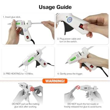 SHJADE Hot Glue Gun with 30 Glue Sticks, Fast Preheating Hot Melt Gun, Mini Glue Gun Kit for Kids DIY School Craft Projects and Quick Home Repairs, 20W White