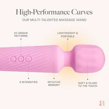 Ava Vibrator Wand Sex Toys [ Clit Stimulator ] Vibrators for Woman Adult Toy | Gifts for Women | 20 Patterns & 8 Speeds of Pleasure | Quiet & Small -Standard - Light Pink