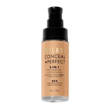 Milani Conceal + Perfect 2-in-1 Foundation + Concealer - Natural Beige (1 Fl. Oz.) Cruelty-Free Liquid Foundation - Cover Under-Eye Circles, Blemishes & Skin Discoloration for a Flawless Complexion