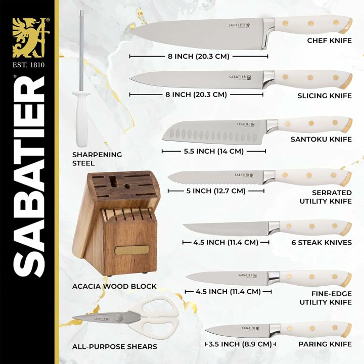 Sabatier 15-Piece Knife Block Set - Sharp & Stylish Kitchen Knives