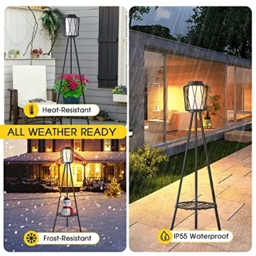 Stylish Outdoor Solar Lamp with Plant Stand for Gardens