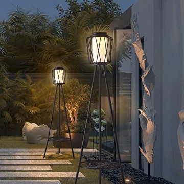 Stylish Outdoor Solar Lamp with Plant Stand for Gardens