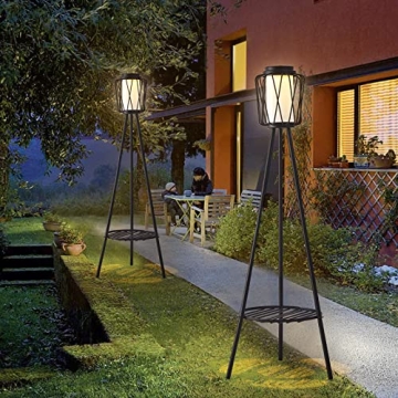 Stylish Outdoor Solar Lamp with Plant Stand for Gardens