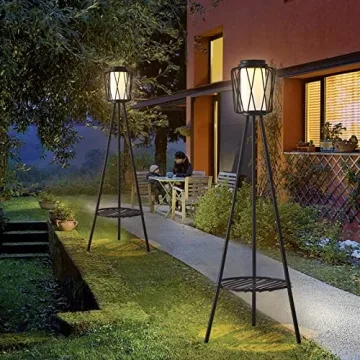 Stylish Outdoor Solar Lamp with Plant Stand for Gardens