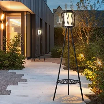 Stylish Outdoor Solar Lamp with Plant Stand for Gardens