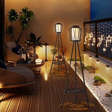 Stylish Outdoor Solar Lamp with Plant Stand for Gardens