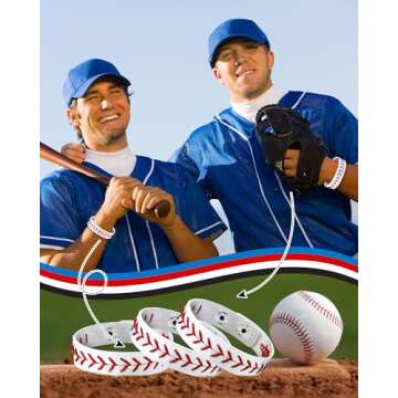 Retrowavy Genuine Leather Baseball Bracelet - Unisex Wristband for Men, Women, Ideal Gift for Baseba...