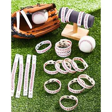 Retrowavy Leather Baseball Bracelets - 20 Unisex Wristbands