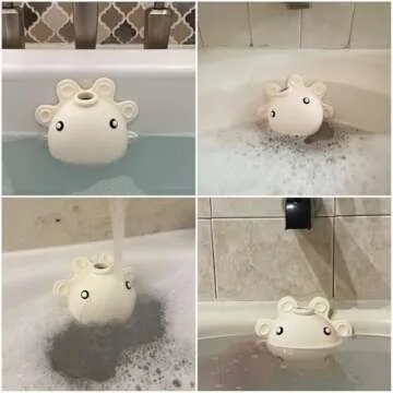 Bathroom Bathtub Overflow Drain Cover- Silicone Bath Tub Drain Cover, Tub Overflow Drain Stopper with Suction Cups, Adds Inches of Water for Deeper Bath, Cute Bathroom Accessories, Ivory