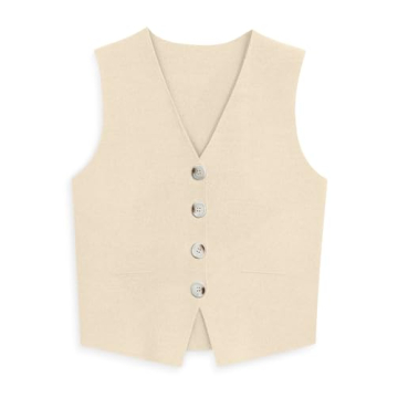LILLUSORY Sweater Vest Women Dressy Button Up Sweater Tank Tops 2024 Knit Work Business Casual Outfi...