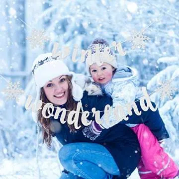 Silver Winter Wonderland Banner Winter Wonderland Snowflake Banner, Winter Wonderland Birthday Baby Shower Banner Winter Wonderland Sign for Winter Wonderland Party Decorations