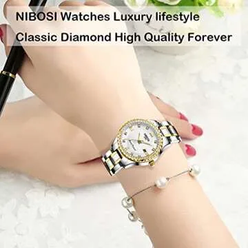 NIBOSI Luxury Diamond Ladies Watch - Elegant Waterproof Fashion Timepiece