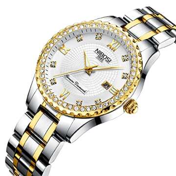 NIBOSI Diamond Luxury Ladies Watch - Elegant and Waterproof Timepiece