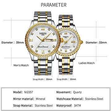 NIBOSI Diamond Luxury Ladies Watch - Elegant and Waterproof Timepiece