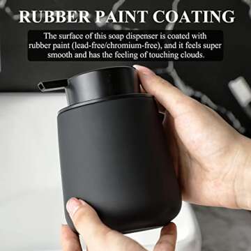 Black Soap Dispenser - Ceramic Hand Dish Soap Dispenser for Bathroom 12ounce Refillable Foaming Hand...