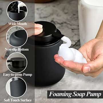 Black Soap Dispenser - Ceramic Hand Dish Soap Dispenser for Bathroom 12ounce Refillable Foaming Hand Soap Dispenser