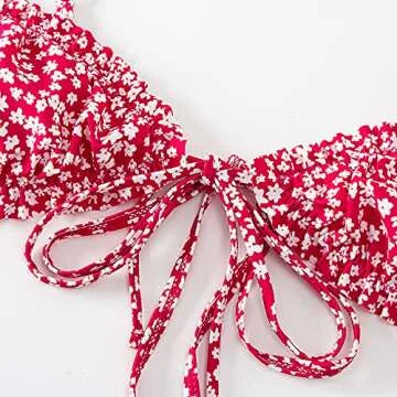 FEAPHY Women's String Bikini Frill Trim Tie Side Triangle Swimwear Two Piece Swimsuit
