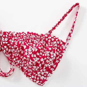 FEAPHY Women's String Bikini Frill Trim Tie Side Triangle Swimwear Two Piece Swimsuit