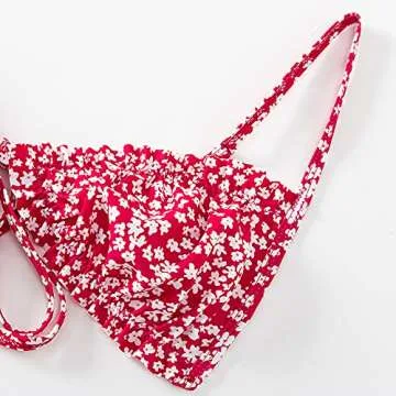 FEAPHY Women's String Bikini Frill Trim Tie Side Triangle Swimwear Two Piece Swimsuit