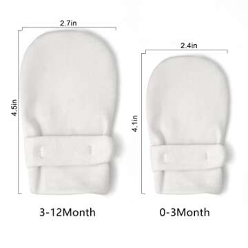 Newborn Baby No Scratch Mittens Stay On, 100% Cotton Breathable, Adjustable Infant Gloves for Baby Boys Girls Mittens