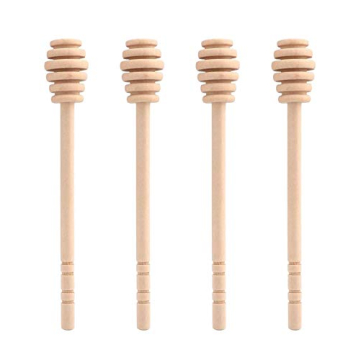 ICEYLI Set of 4 Wooden Honey Dipper Sticks - Eco-Friendly Kitchen Essential
