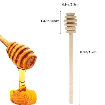 ICEYLI Wooden Honey Dippers - Set of 4 Stylish Sticks