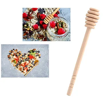 ICEYLI Wooden Honey Dippers - Set of 4 Stylish Sticks