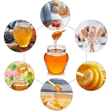 ICEYLI Wooden Honey Dippers - Set of 4 Stylish Sticks