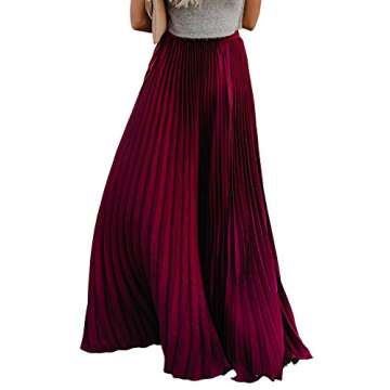 ebossy Women's High Waist Flowy Pleated Chiffon Maxi Skirt - Stylish Elegance