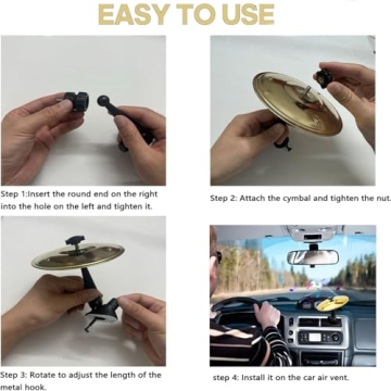 TrustBlai Car Cymbal Air Vent Ornament, 2 Pack Mini Drum Cymbal Decor with Adjustable Clip for Car V...