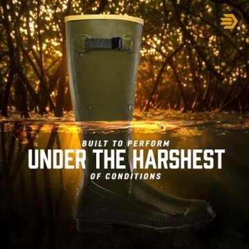 LaCrosse Grange Rubber Hunting & Work Boots for Men - Waterproof ZXT Rubber, with Adjustable Fit Strap, EVA Footbed, and Slip-Resistant Outsole, OD Green - 9 M