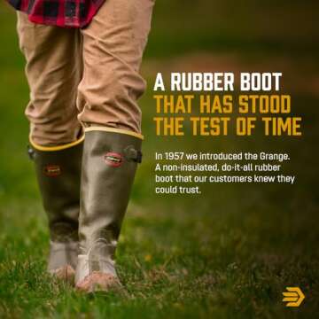 LaCrosse Grange Rubber Hunting & Work Boots for Men - Waterproof ZXT Rubber, with Adjustable Fit Strap, EVA Footbed, and Slip-Resistant Outsole, OD Green - 9 M