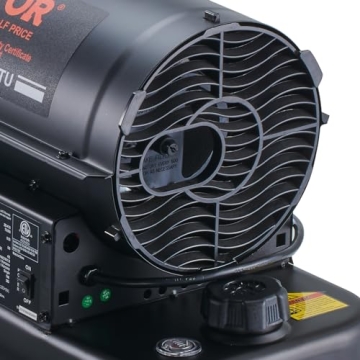 VEVOR Kerosene Forced Air Heater, 70000 BTU Portable Torpedo Diesel Space Heater with Thermostat, 5 Gallon Tank Energy-Efficient heavy-duty Heater, for Indoor Outdoor Use Workshop Industry