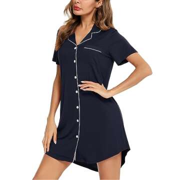 Leikar Hospital Gown Labor And Delivery Nightgowns For Women Button Down Pajamas Dress S