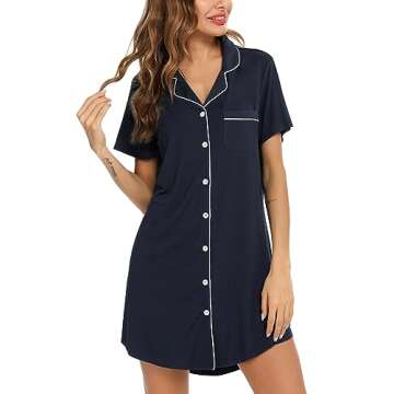 Leikar Hospital Gown Labor And Delivery Nightgowns For Women Button Down Pajamas Dress S