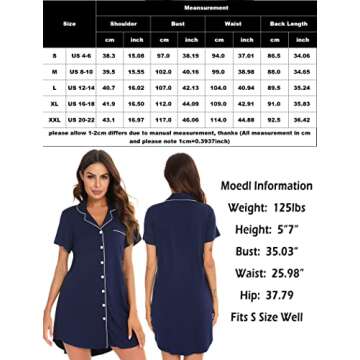 Leikar Hospital Gown Labor And Delivery Nightgowns For Women Button Down Pajamas Dress S
