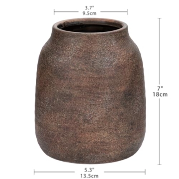 Briful Rustic Brown Ceramic Vase for Elegant Home Decor