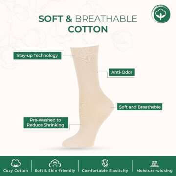 7BIGSTARS KINGDOM Women's Cotton Dress Socks - 4 Pack Large - Solid Casual Crew Lightweight Calf - S...