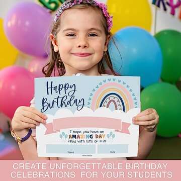 Hadley Designs 25 Boho Birthday Certificates for Kids Classroom Birthday Gifts-Happy Birthday Certificates for Students, Birthday Awards for Students, Classroom Supplies for Teachers Elementary
